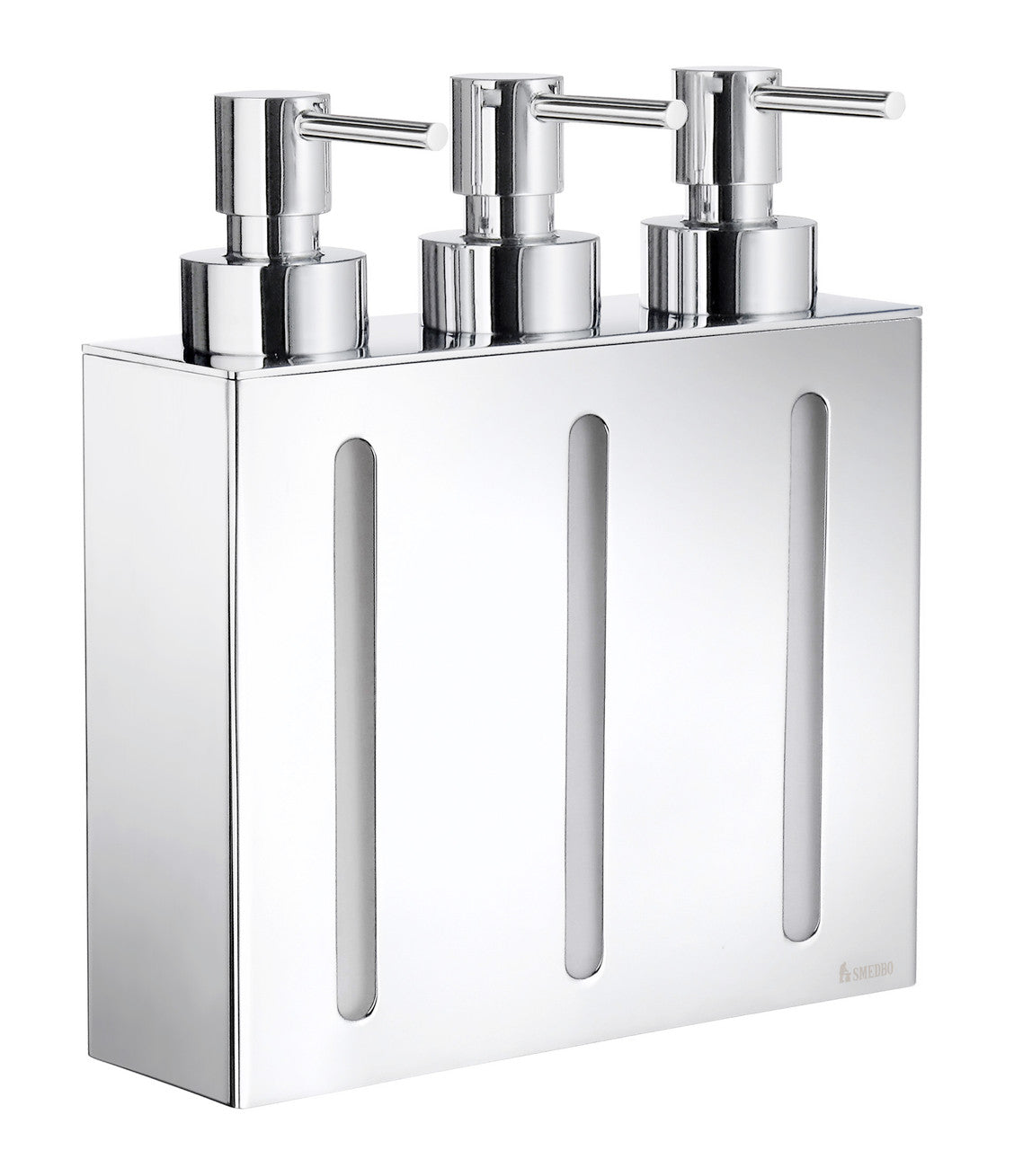 Smedbo FK259: Outline Wall Mount Triple Soap Dispenser - Polished Chrome