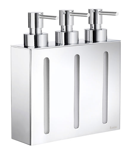 Smedbo FK259: Outline Wall Mount Triple Soap Dispenser - Polished Chrome