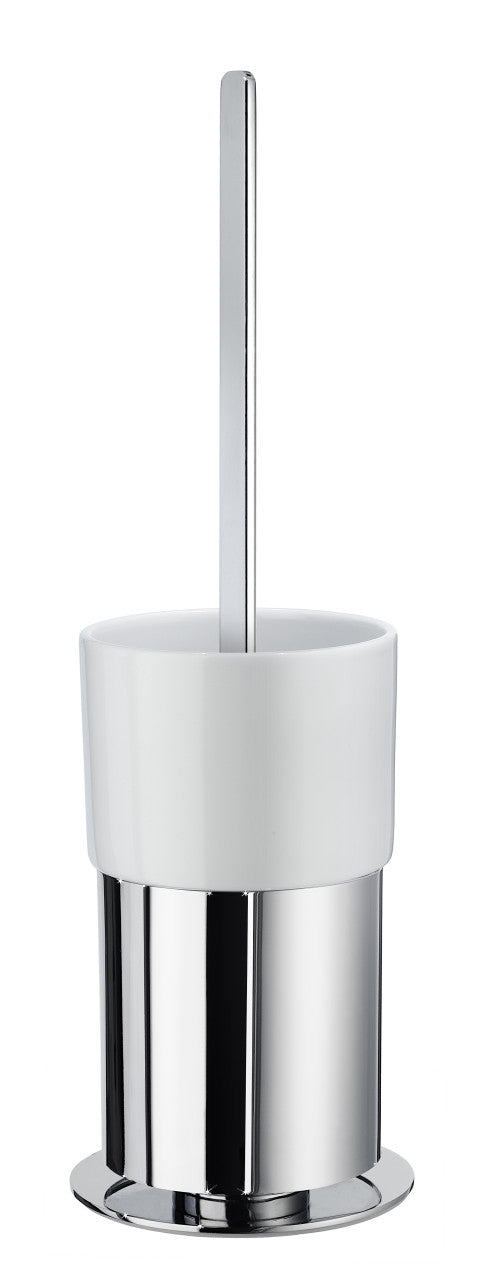 Smedbo FK311P: Outline Freestanding Toilet Brush w/Holder - White Porcelain/Polished Chrome