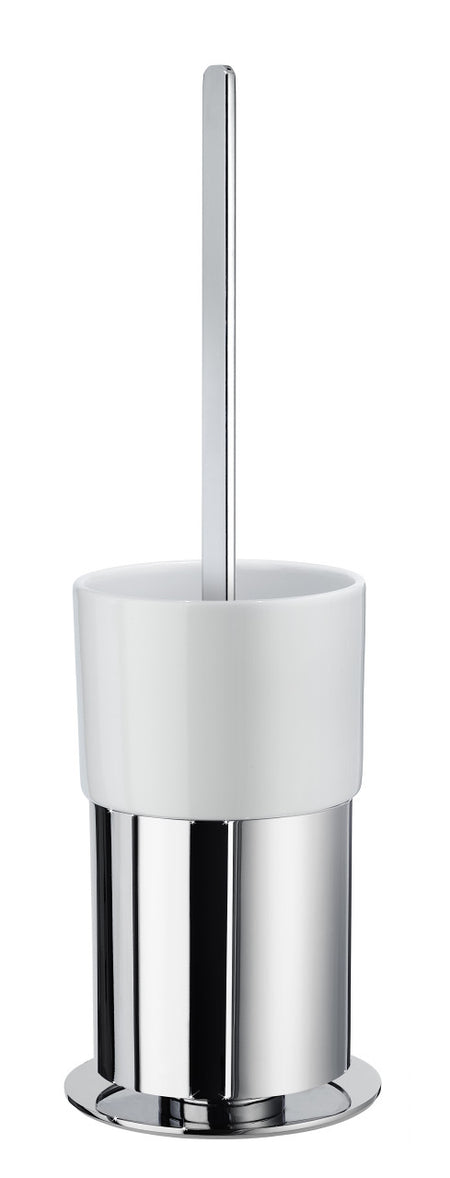 Smedbo FK311P: Outline Freestanding Toilet Brush w/Holder - White Porcelain/Polished Chrome