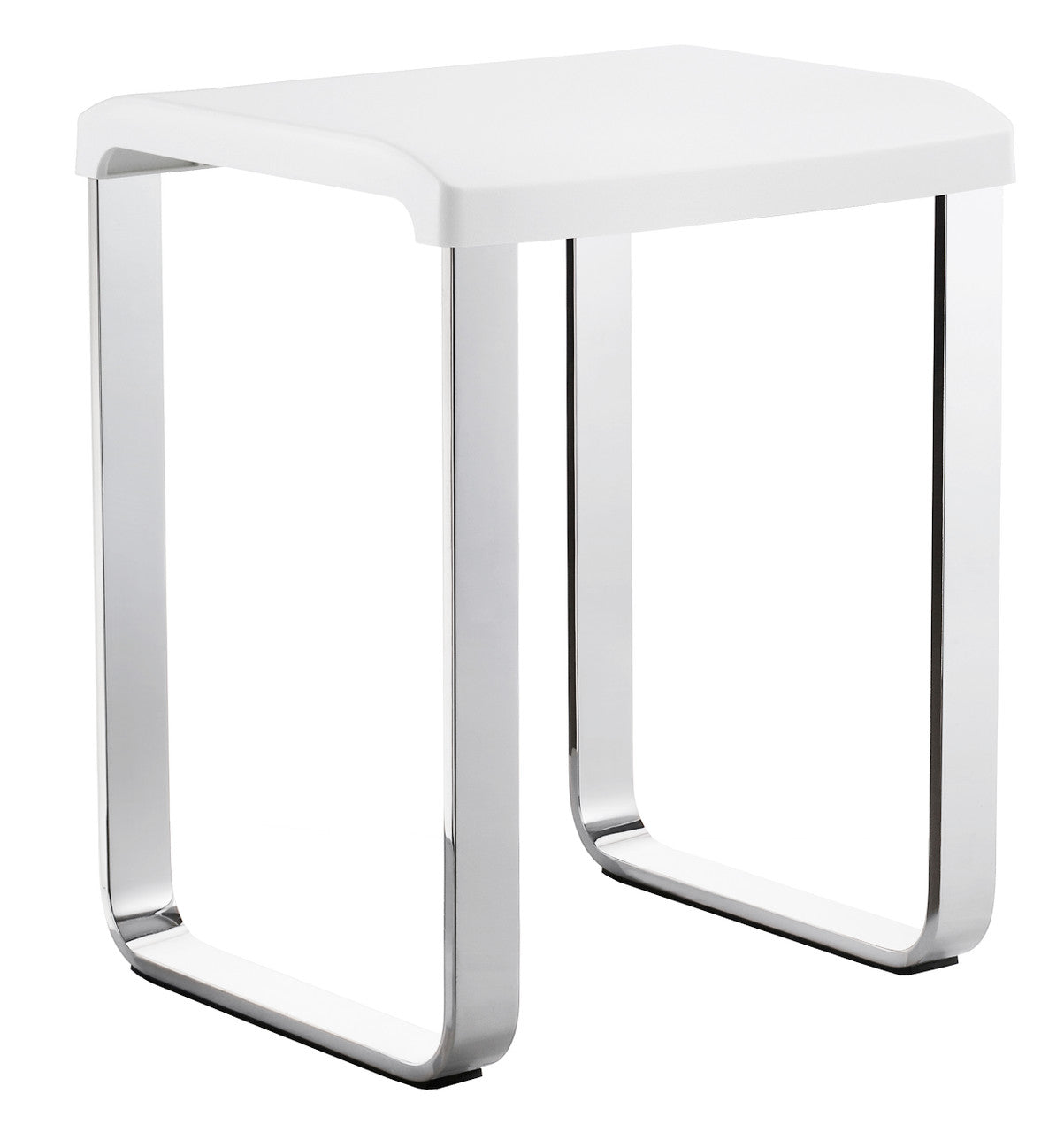 Smedbo FK406: 19" Outline Shower Chair w/White Seat - Polished Chrome