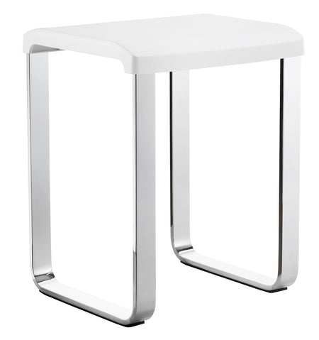 Smedbo FK406: 19" Outline Shower Chair w/White Seat - Polished Chrome