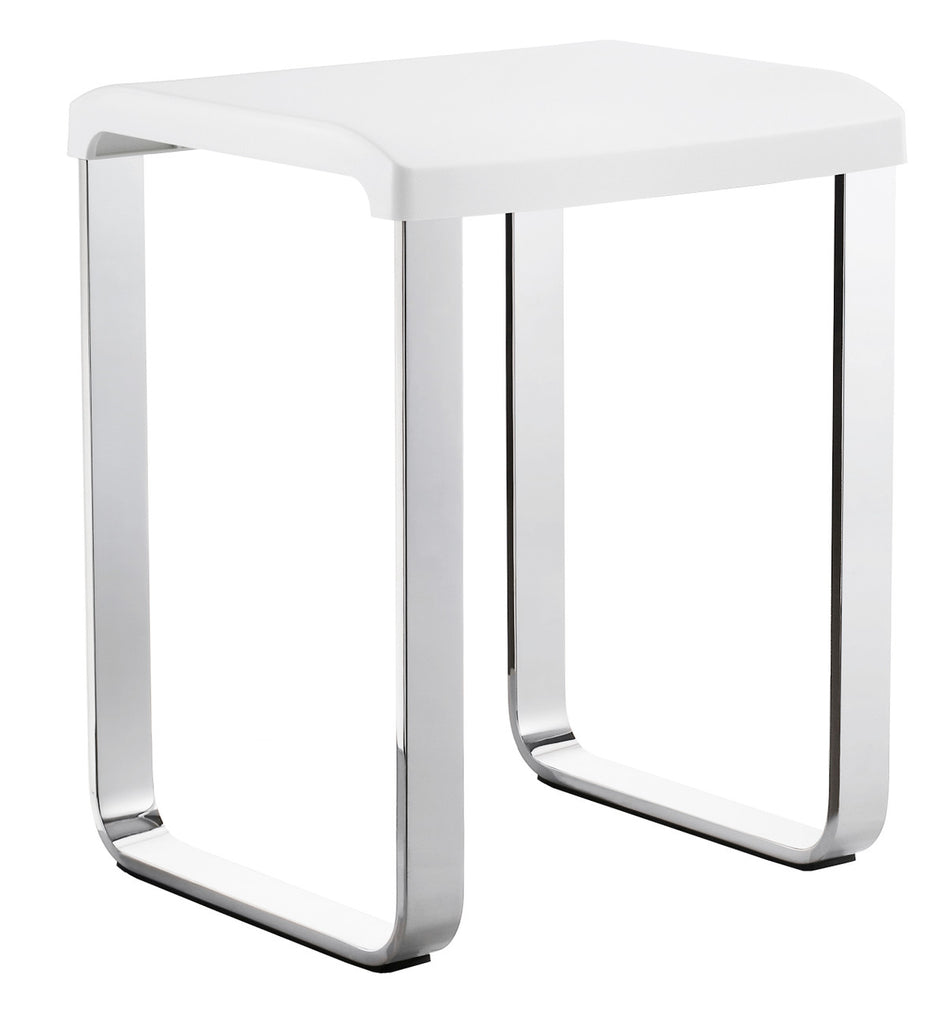 Smedbo FK406: 19" Outline Shower Chair w/White Seat - Polished Chrome