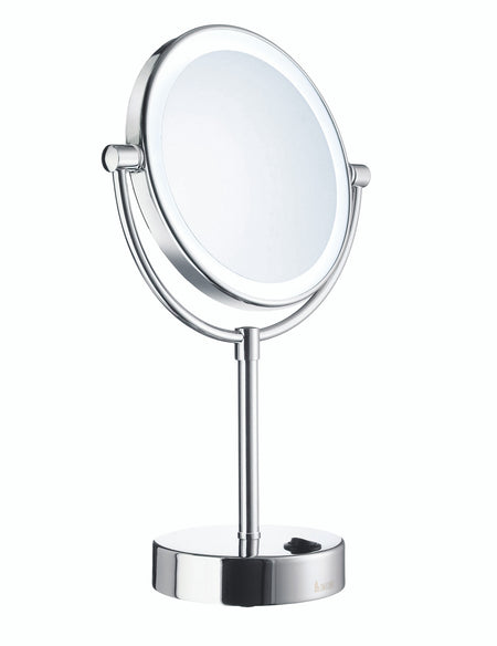 Smedbo FK474E: Outline Freestanding Shaving Mirror w/LED Lights - Polished Chrome
