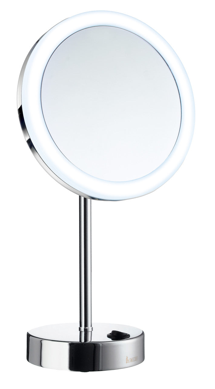 Smedbo FK484EP: Outline Freestanding Shaving Mirror w/LED Lights - Polished Chrome