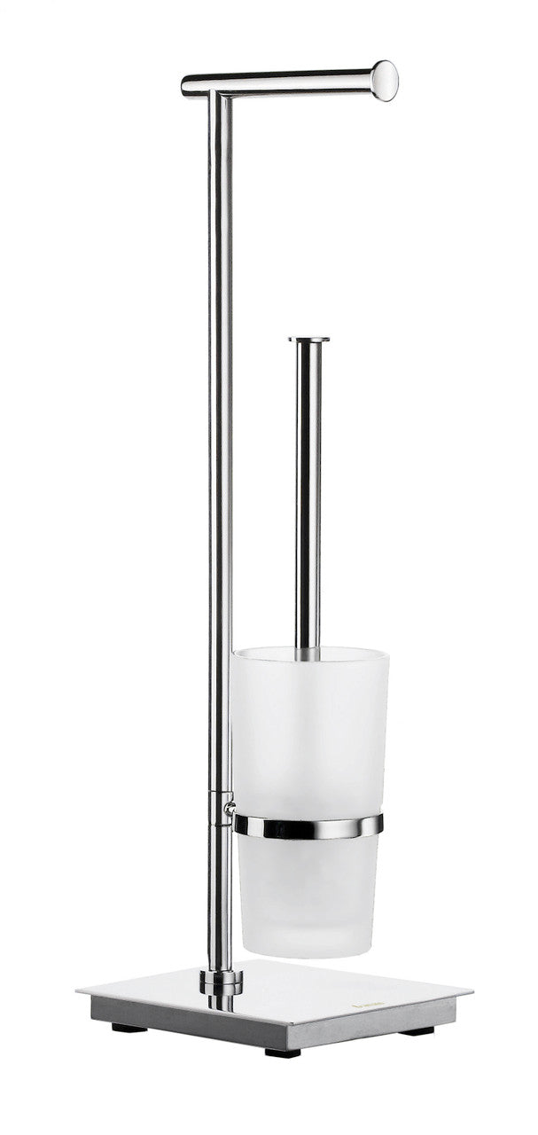 Smedbo FK603: Outline Lite Freestanding Toilet Roll and Brush Holder - Polished Stainless Steel