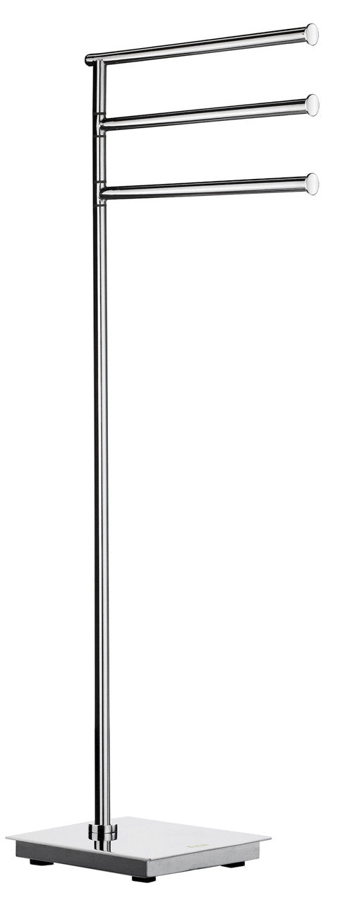 Smedbo FK604: Outline Lite Freestanding Triple Swing Arm Towel Holder - Polished Stainless Steel