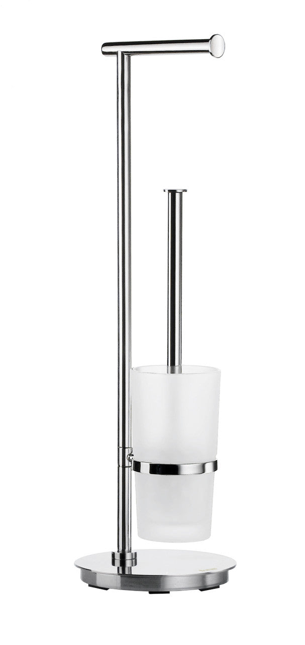 Smedbo FK607: Outline Lite Freestanding Toilet Roll and Brush Holder - Polished Stainless Steel