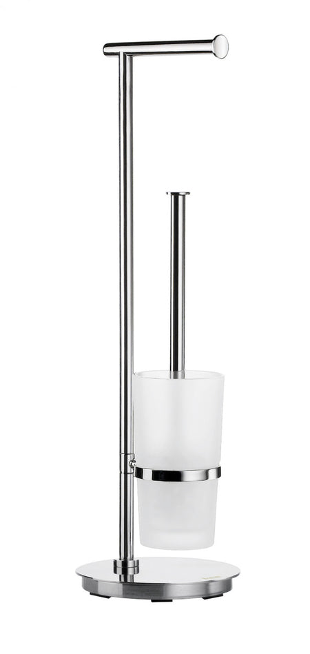 Smedbo FK607: Outline Lite Freestanding Toilet Roll and Brush Holder - Polished Stainless Steel