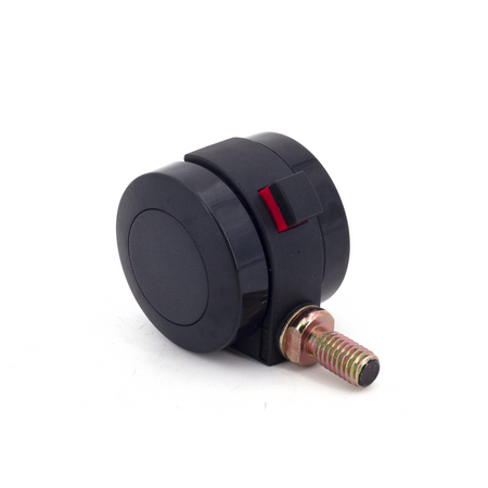47mm Threaded Bolt Twin Wheel Caster with Brake - Black