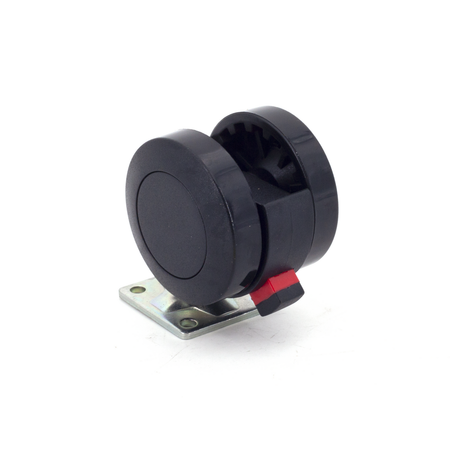 47mm Plate Twin Wheel Caster with Brake - Black