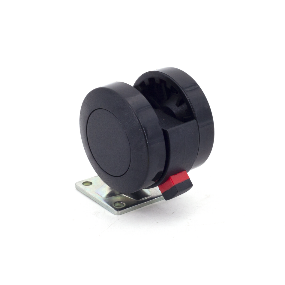 47mm Plate Twin Wheel Caster with Brake - Black
