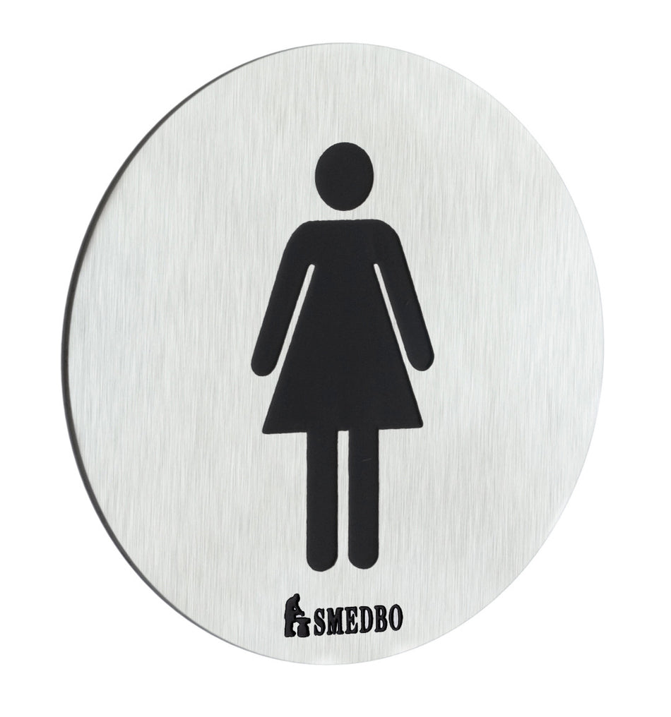 Smedbo FS956: Xtra Ladies Restroom Sign - Brushed Stainless Steel