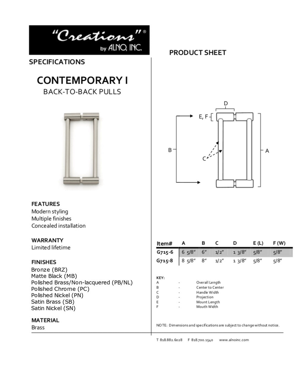 Specificaton Sheet