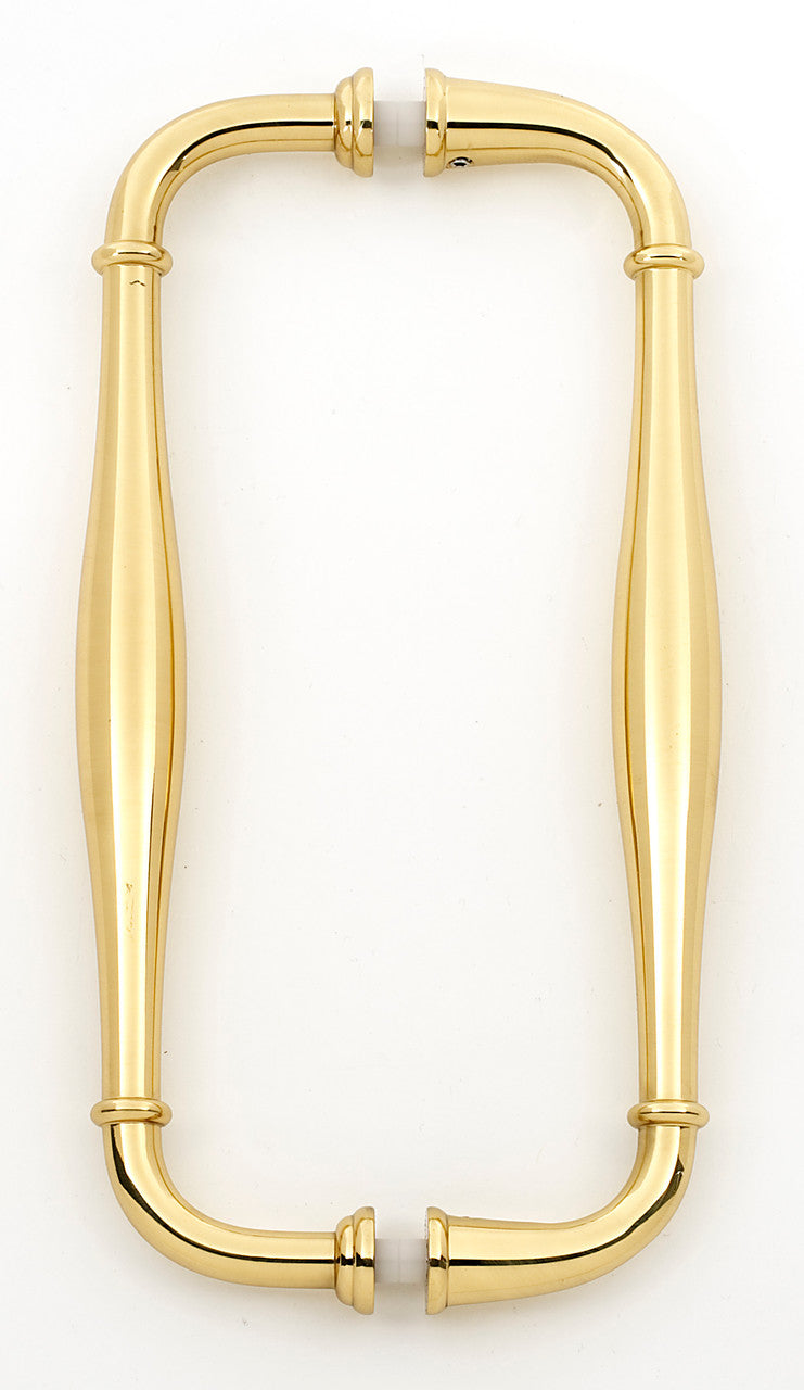 Alno G726-8-PB/NL: 8" cc Charlie's Collection Back to Back Door Pull - Unlacquered Brass