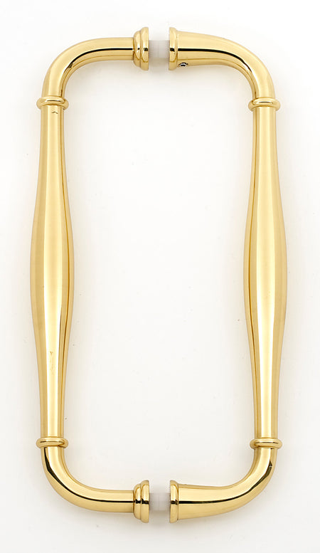 Alno G726-8-PB/NL: 8" cc Charlie's Collection Back to Back Door Pull - Unlacquered Brass