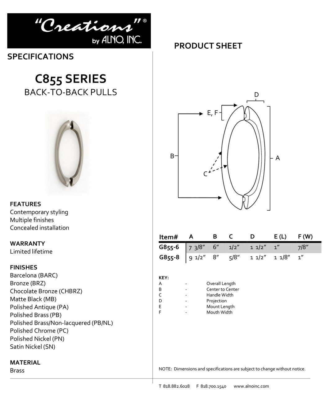 Specificaton Sheet