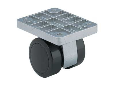Plate Mount Non-Swivel Double Wheel Caster - 441 lb. Load Capacity