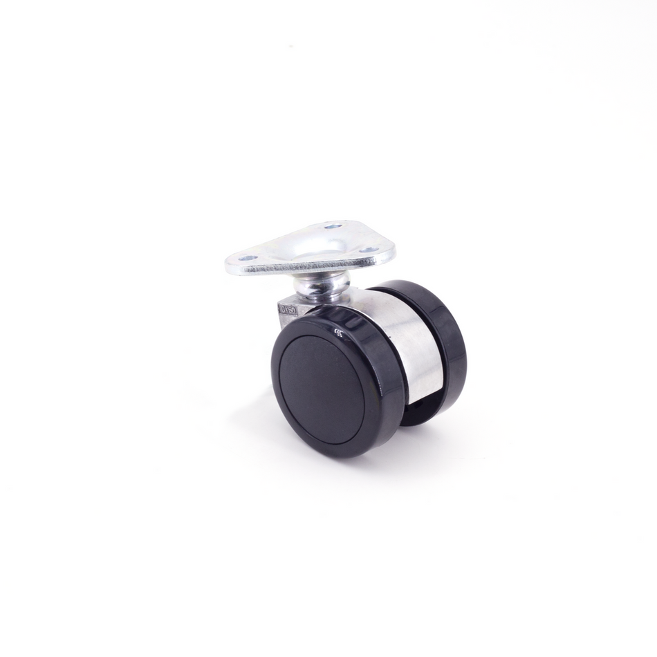 Plate Mount Double Wheel Caster w/o Brake - 220 lb. Load Capacity