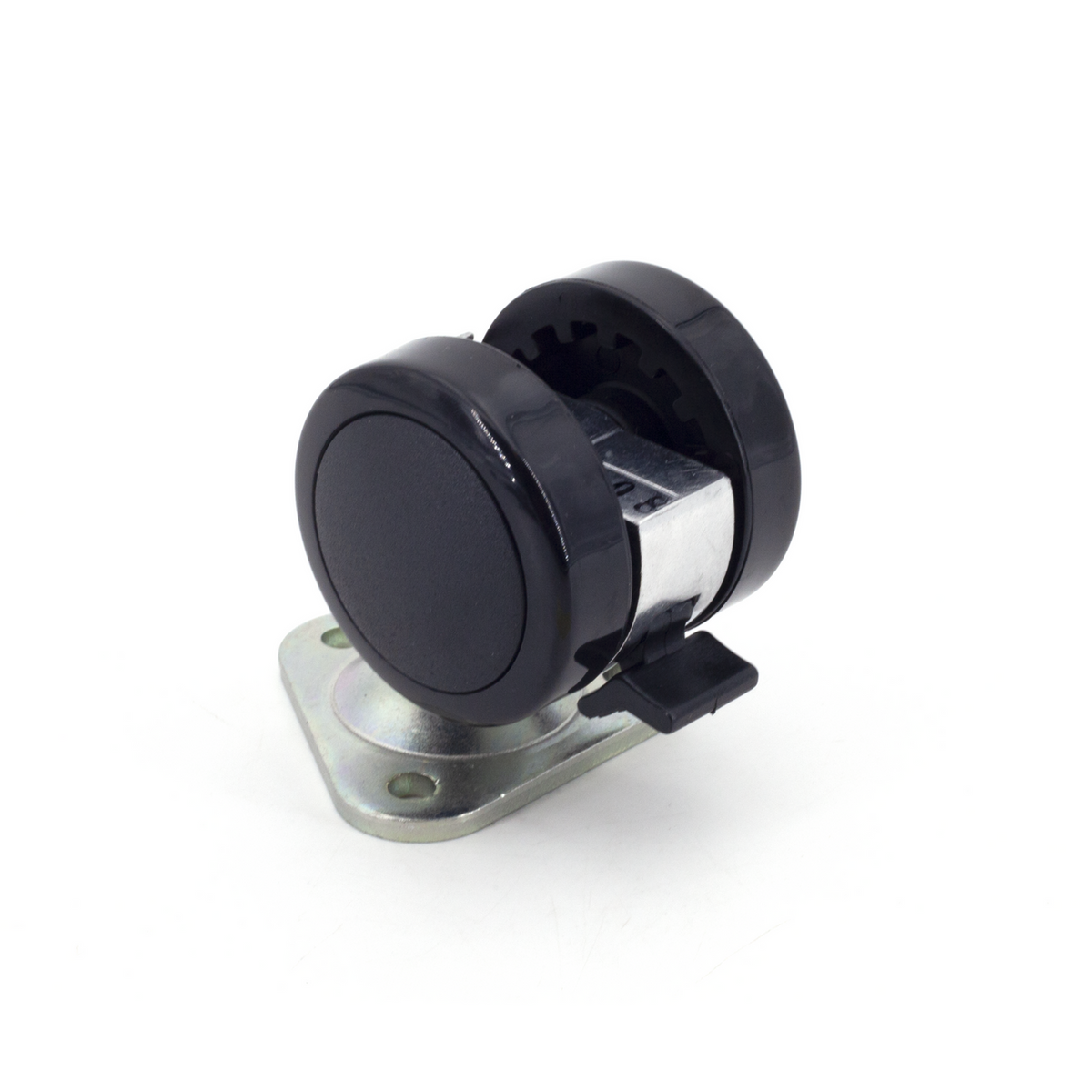 Plate Mount Double Wheel Caster with Brake - 220 lb. Load Capacity