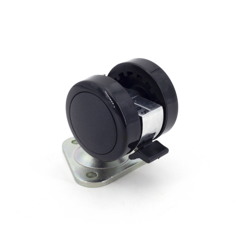 Plate Mount Double Wheel Caster with Brake - 220 lb. Load Capacity