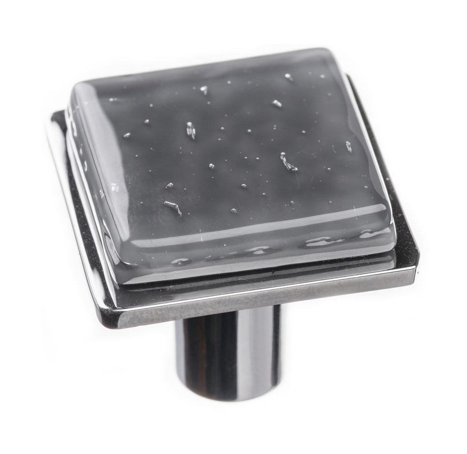 Sietto K-1301-PC: 1-1/4" Geometric Cabinet Knob - Slate Grey w/Polished Chrome Base