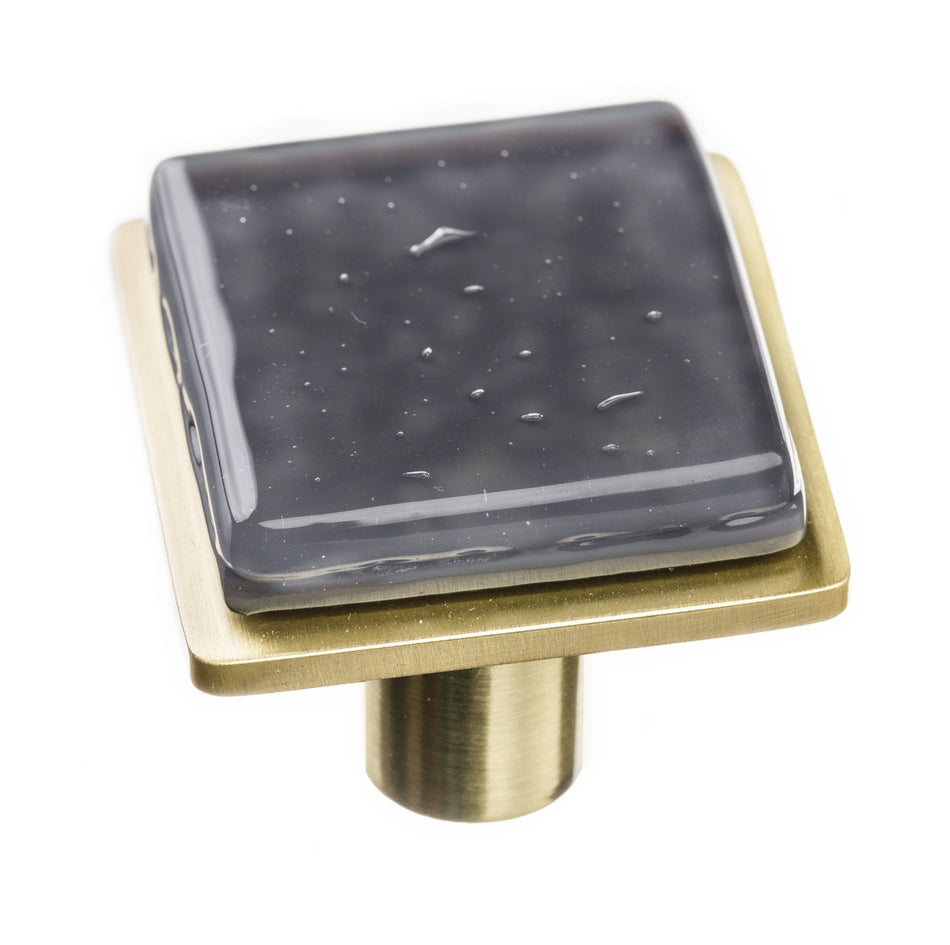 Sietto K-1301-SB: 1-1/4" Geometric Cabinet Knob - Slate Grey w/Satin Brass Base