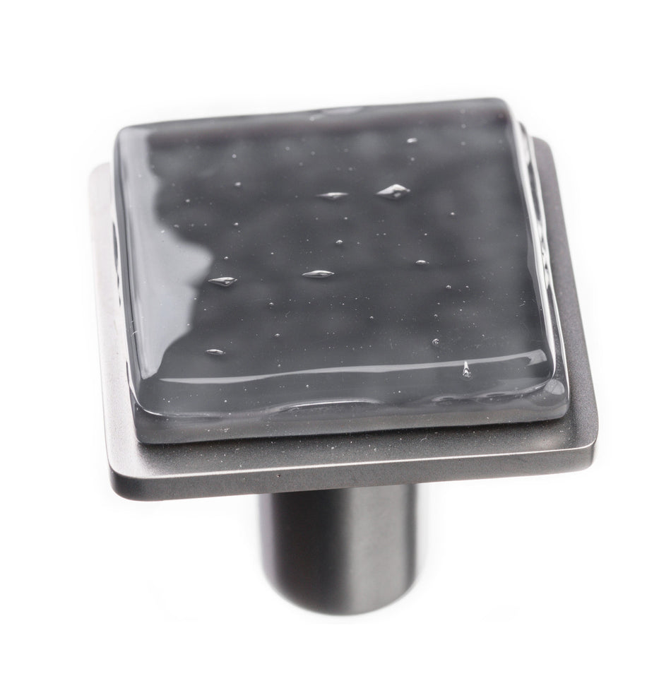 Sietto K-1301-SN: 1-1/4" Geometric Cabinet Knob - Slate Grey w/Satin Nickel Base