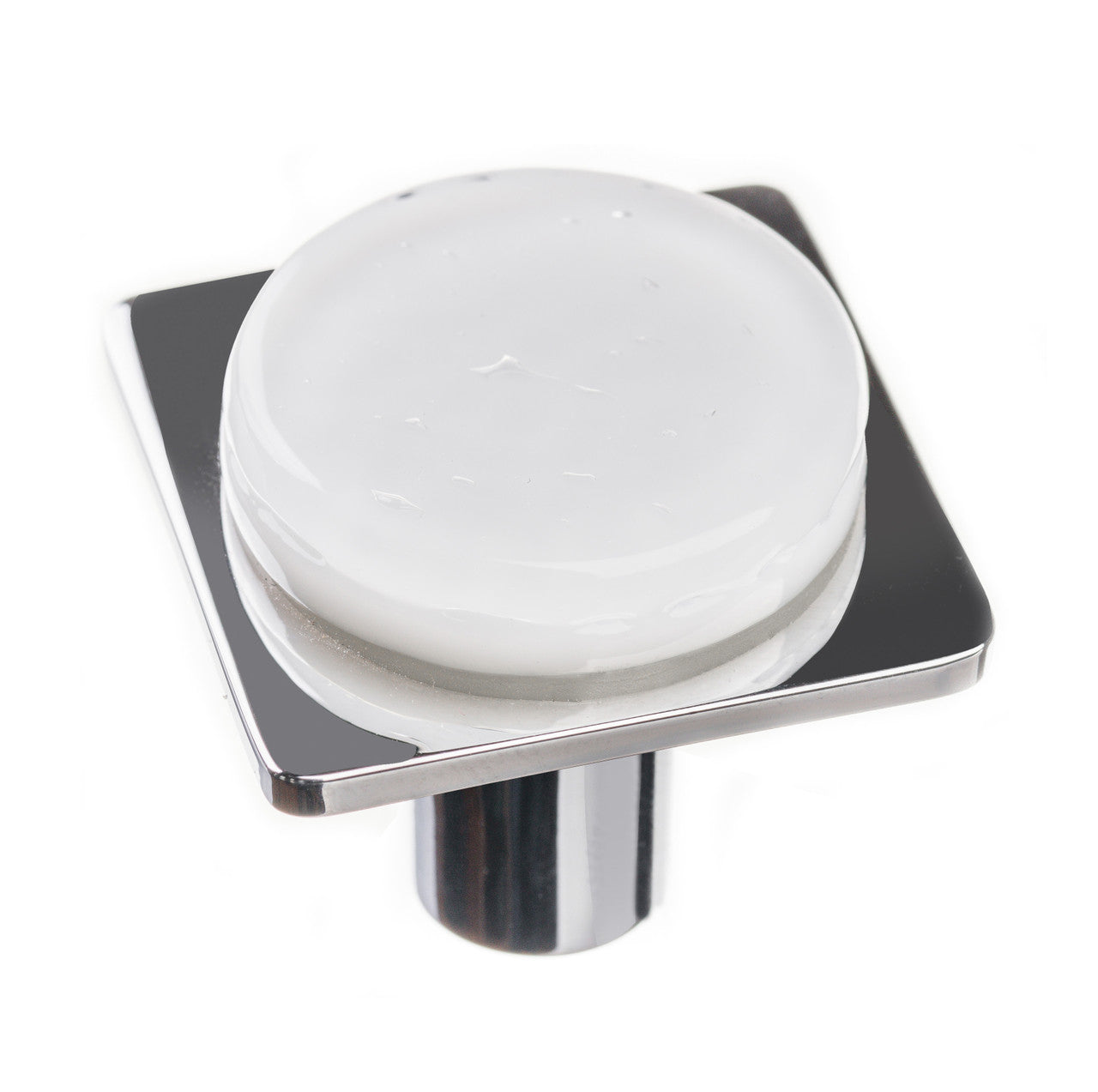 Sietto M-1300-PC: 1-1/4" Geometric Cabinet Knob - White w/Polished Chrome Base