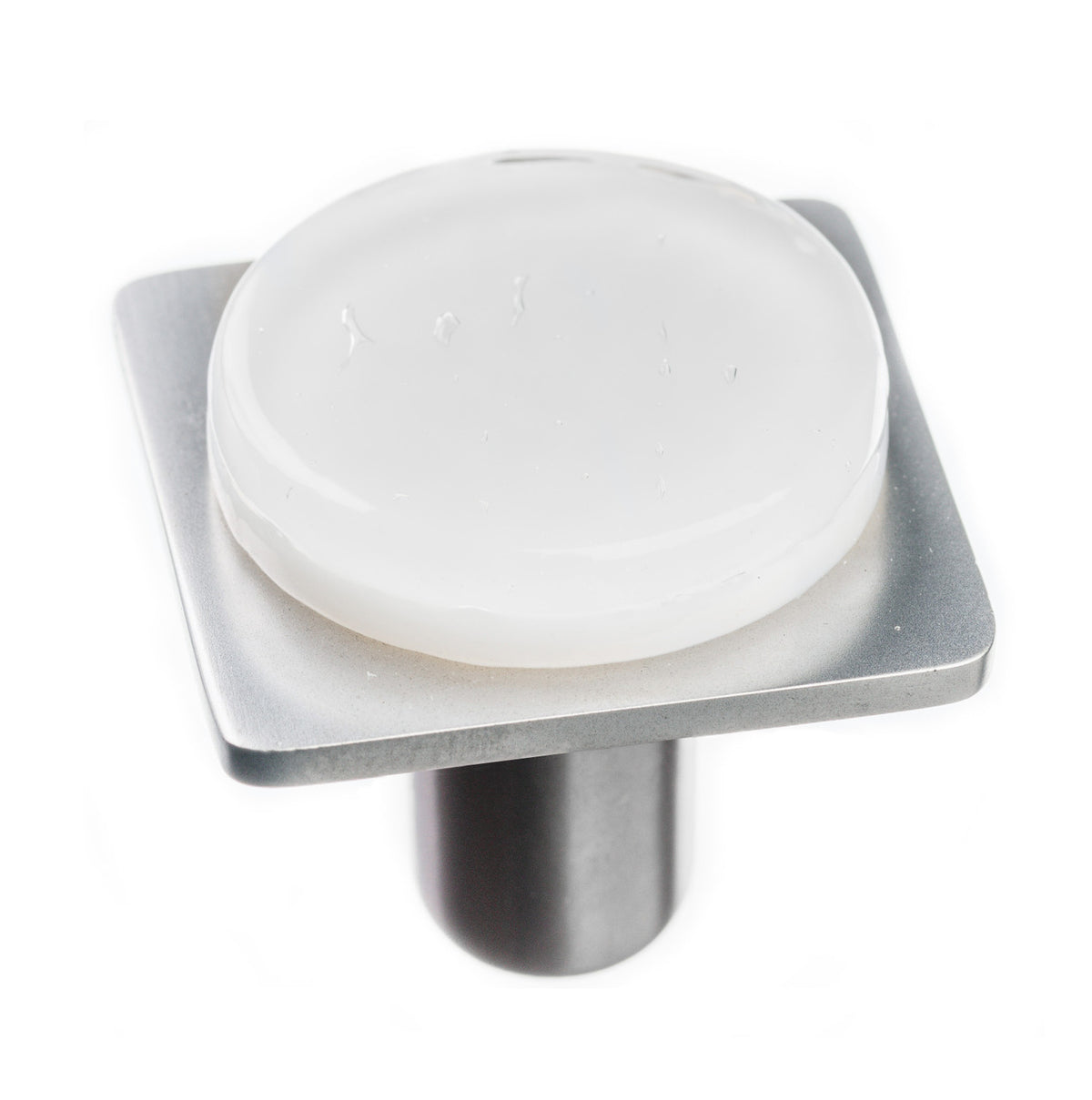 Sietto M-1300-SN: 1-1/4" Geometric Cabinet Knob - White w/Satin Nickel Base