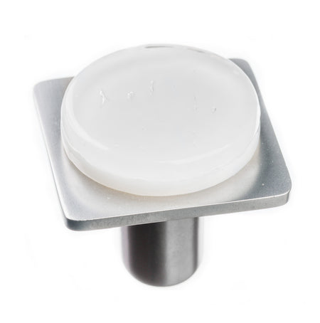 Sietto M-1300-SN: 1-1/4" Geometric Cabinet Knob - White w/Satin Nickel Base