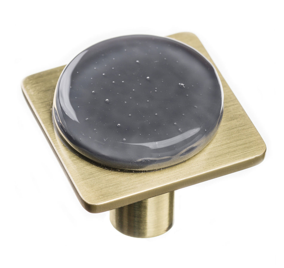Sietto M-1301-SB: 1-1/4" Geometric Cabinet Knob - Slate Grey w/Satin Brass Base