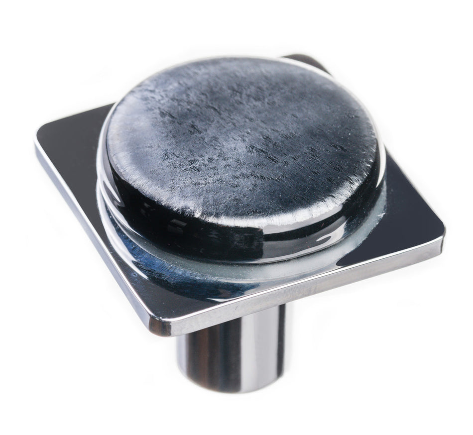 Sietto M-1301-PC: 1-1/4" Geometric Cabinet Knob - Slate Grey w/Polished Chrome Base