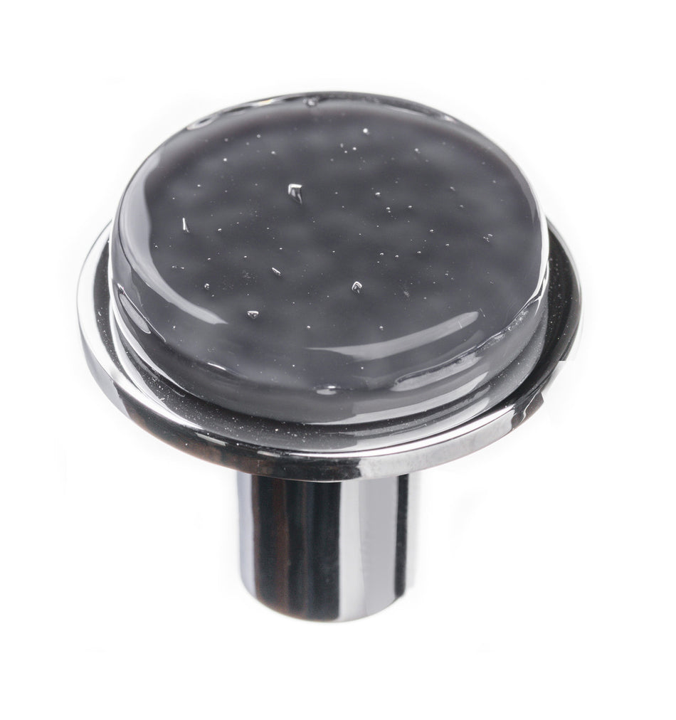 Sietto R-1301-PC: 1-1/8" Geometric Cabinet Knob - Slate Grey w/Polished Chrome Base