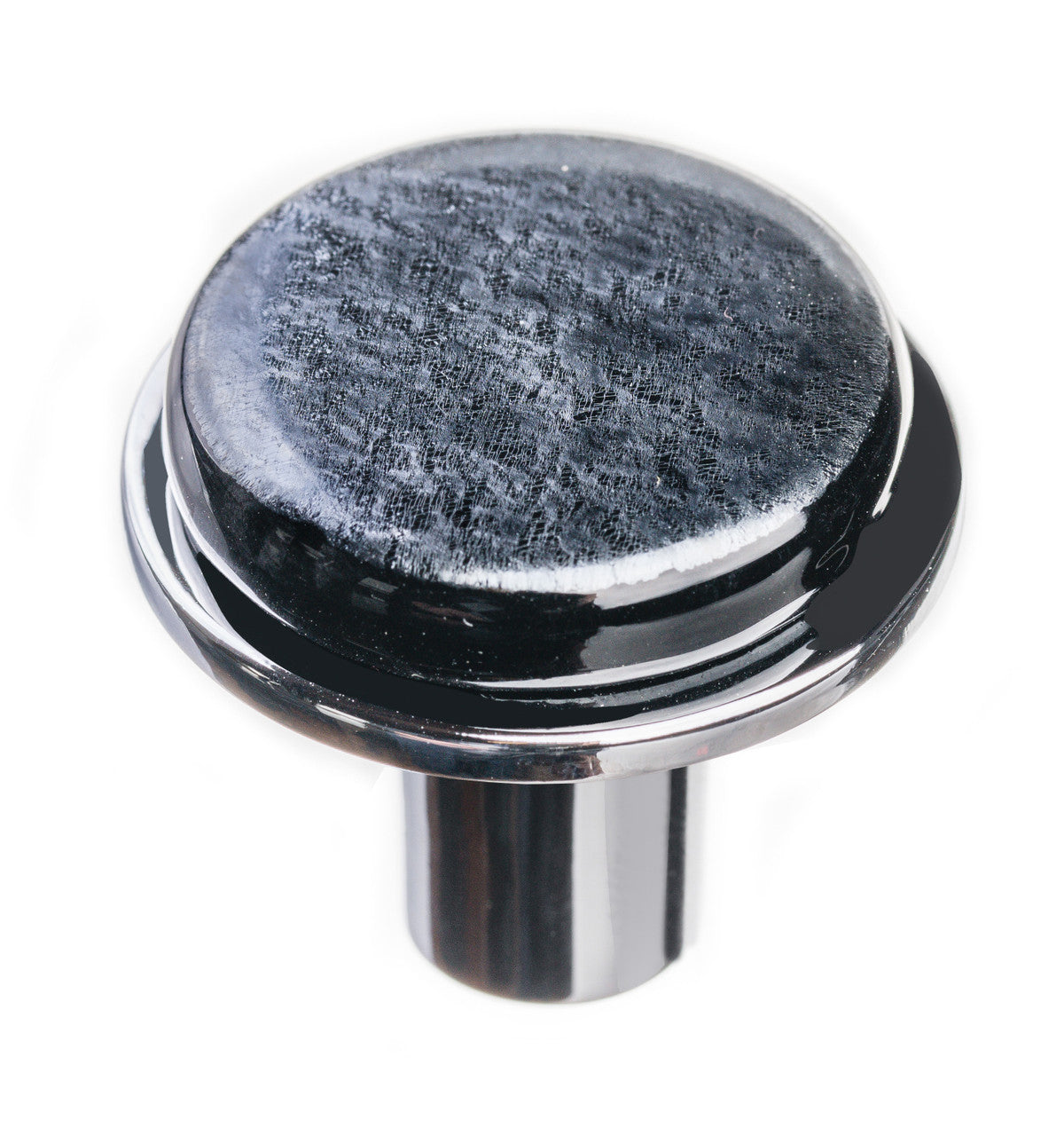 Sietto R-1302-PC: 1-1/8" Geometric Cabinet Knob - Iridescent Black w/Polished Chrome Base