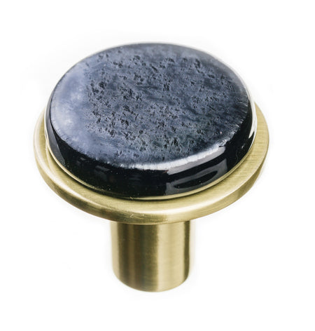 Sietto R-1302-SB: 1-1/8" Geometric Cabinet Knob - Iridescent Black w/Satin Brass Base