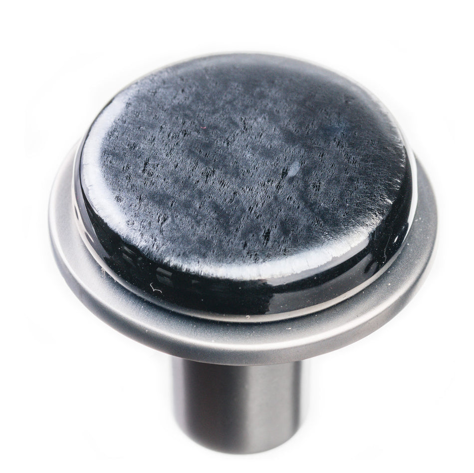 Sietto R-1302-SN: 1-1/8" Geometric Cabinet Knob - Iridescent Black w/Satin Nickel Base