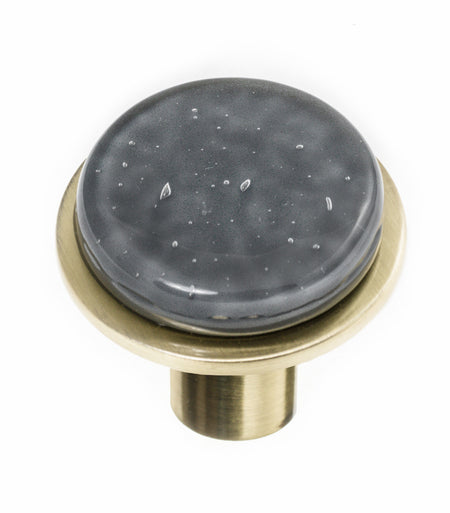 Sietto R-1301-SB: 1-1/8" Geometric Cabinet Knob - Slate Grey w/Satin Brass Base