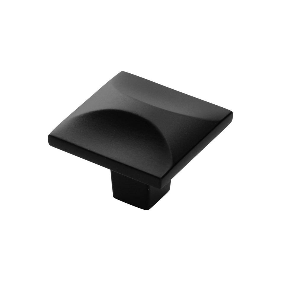 Hickory H076127-MB: 1-1/4" Crest Square Cabinet Knob - Matte Black