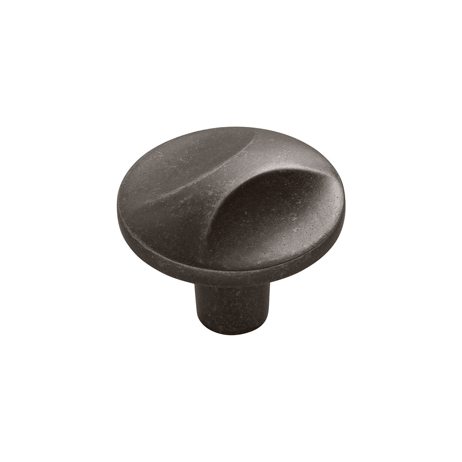 Hickory H076128-BNV: 1-1/4" Crest Round Cabinet Knob - Black Nickel Vibed