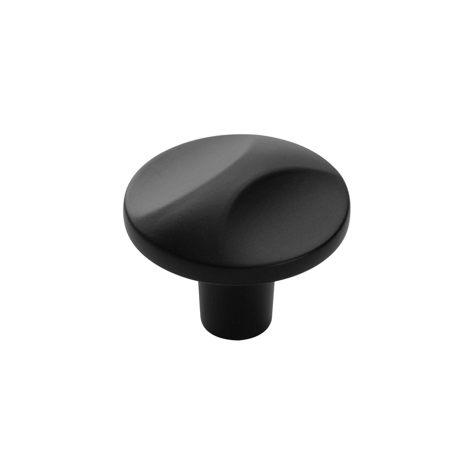 Hickory H076128-MB: 1-1/4" Crest Round Cabinet Knob - Matte Black