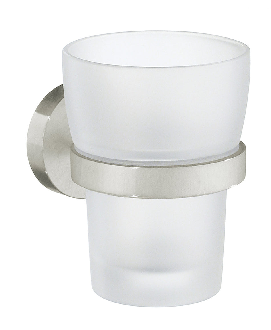 Smedbo H343N: Home Tumbler w/Holder - Frosted Glass/Brushed Nickel