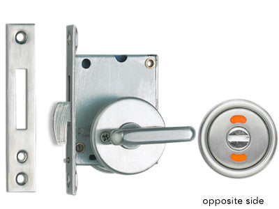 Sugatsune HC-30HL: Lever Privacy Sliding Door Latch w//Indicator - Satin Stainless Steel