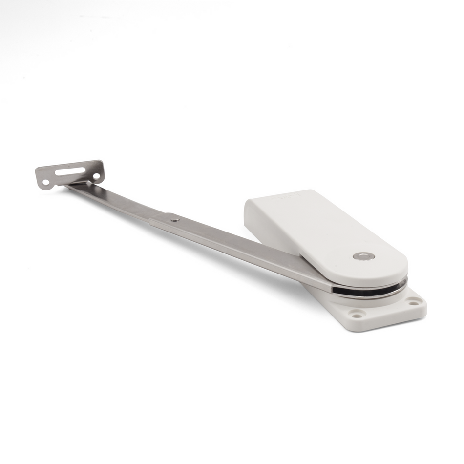 Sugatsune HDS-10HL-WHT: Heavy Duty Soft-Down Lid Stay (left) - White