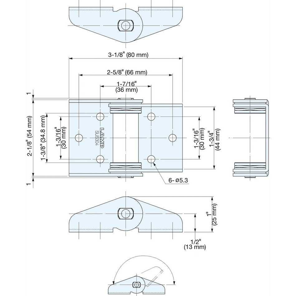 Sugatsune HG-ITM50: Torque Hinge - 43lbs Torque