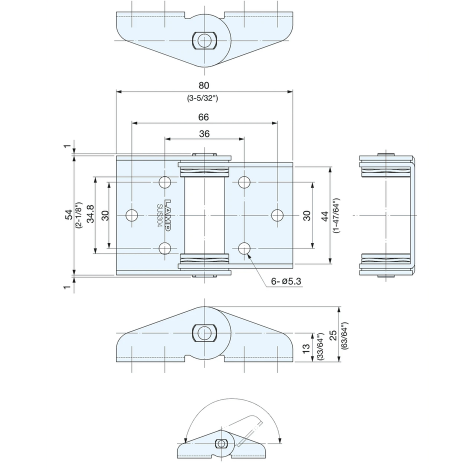Sugatsune HG-ITM70: Torque Hinge - 61lbs Torque