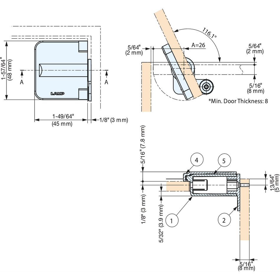 Sugatsune HG-JHM14-S-15WT: Soft-Close Dampening Hinge - White