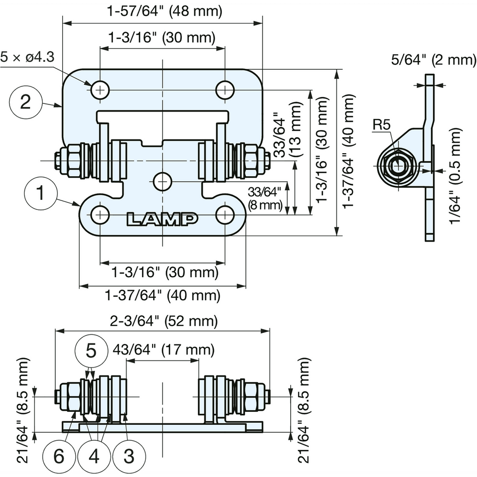 Sugatsune HG-TE15: Torque Hinge - Polished Stainless Steel