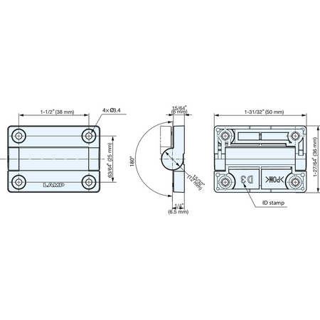 Sugatsune HG-VH8-T35/WT: Free Stop Combination Hinge - White