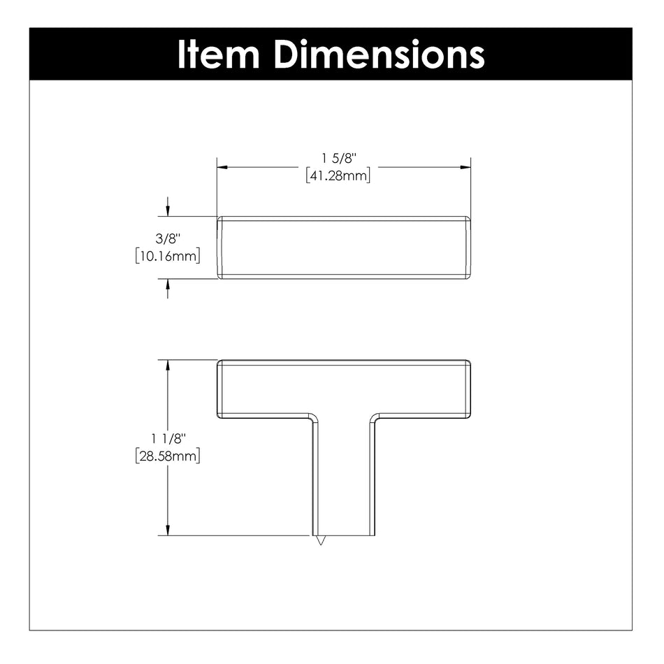Hickory HH079668-CH: 1-5/8" Skylight T-Bar Cabinet Knob - Polished Chrome